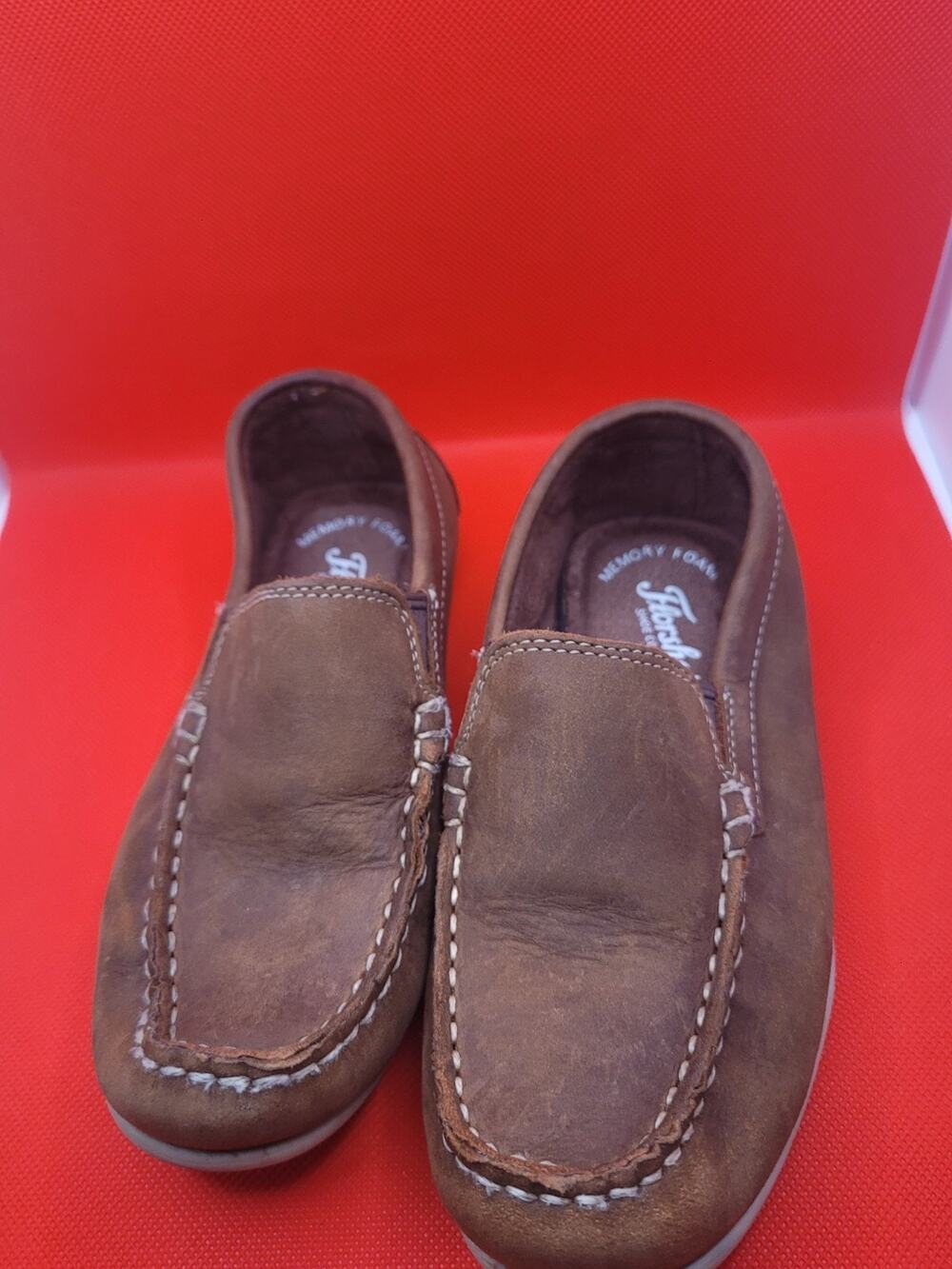 Florsheim Kids Penny Loafers Saddle Brown Leather Slip On Memory Foam Size 2.5
